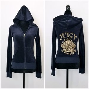 Juicy Coutore | Black Velour Hoodie Size XS